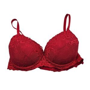Vintage Y2K XOXO Womens Sz 38C Padded Push Up Bra Red Lace